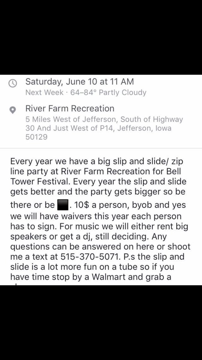 IowaChill's tweet photo. Check out this info on a huge upcoming slip &amp; slide party near Jefferson, IA on 10th. 🍺💦 https://t.co/8ctEWkIT03