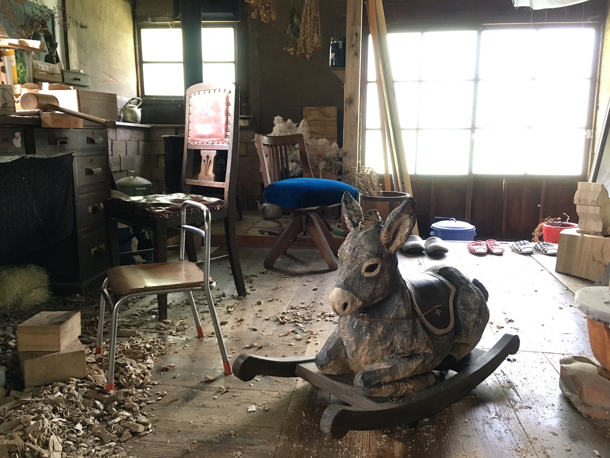 木彫りロバの仮面 木彫りの仮面(スリランカ)