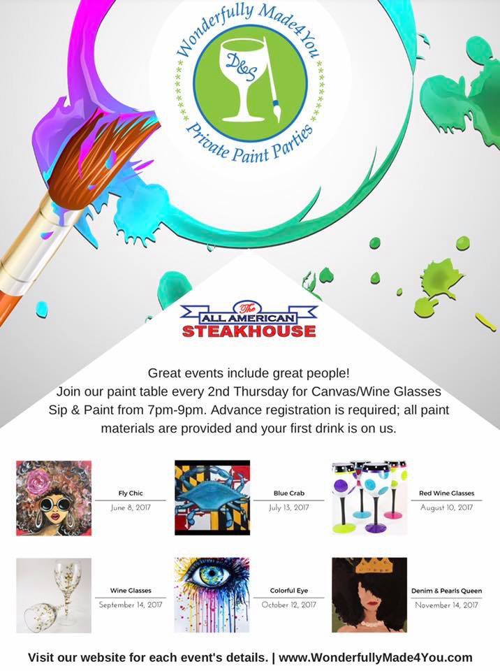 GlassesbyDesign's tweet photo. Meet us at The All American Steakhouse Waldorf every month June - November to Sip & Paint! #PGCsBEST #WM4U https://t.co/rXVbbzZnwd