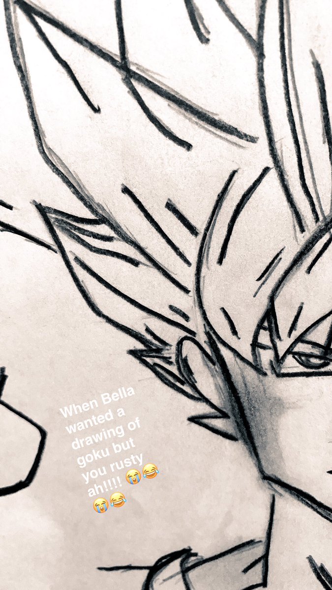 Isabelladaddy21's tweet photo. My baby wanted me to draw goku....ain't the best but I'm rusty 😤👿....she gets what she wants #dbz #dbzdrawings #goku #dbzsuper https://t.co/qg5zDZnFFM