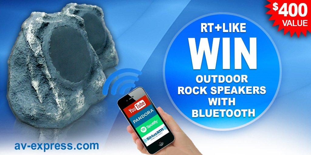 avexpress's tweet photo. #Retweet/Like to #WIN #giveaways #Outdoor #RockSpeakers @avexpress. Great #Prize #Enter #Contest: https://t.co/hbyjhGSPEc https://t.co/vtfP9pxWx5