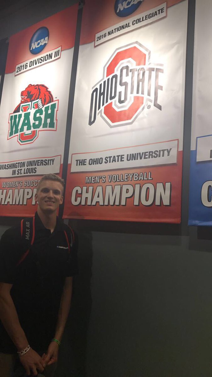 OhioStateMVB's tweet photo. Blake Leeson perusing the NCAA Hall of Champions while in Indy for the Career in Sports Forum and look what he found...

#GoBucks #LeadLearn https://t.co/6cm2OUjFjV