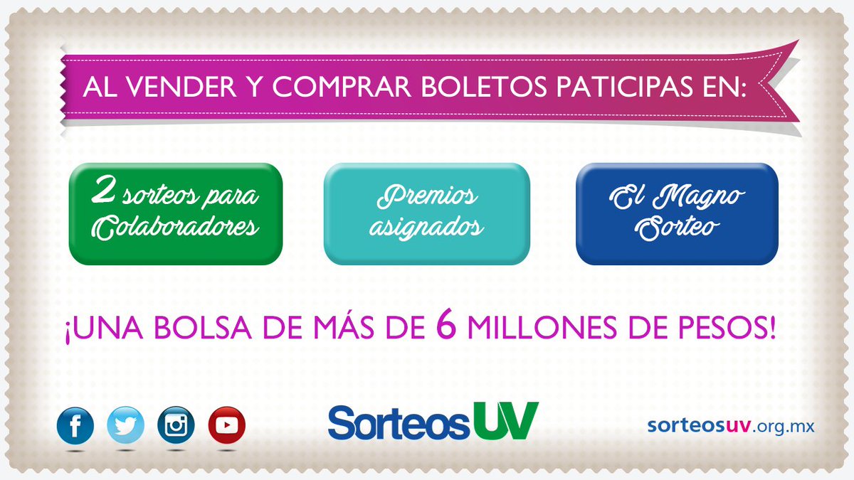 SorteosUV's tweet photo. TIP: Asegura tus folios para participar en los sorteos para Colaboradores, pagando tus boletos máximo el 12 de junio.http://bit.l https://t.co/Rft0TOOicU