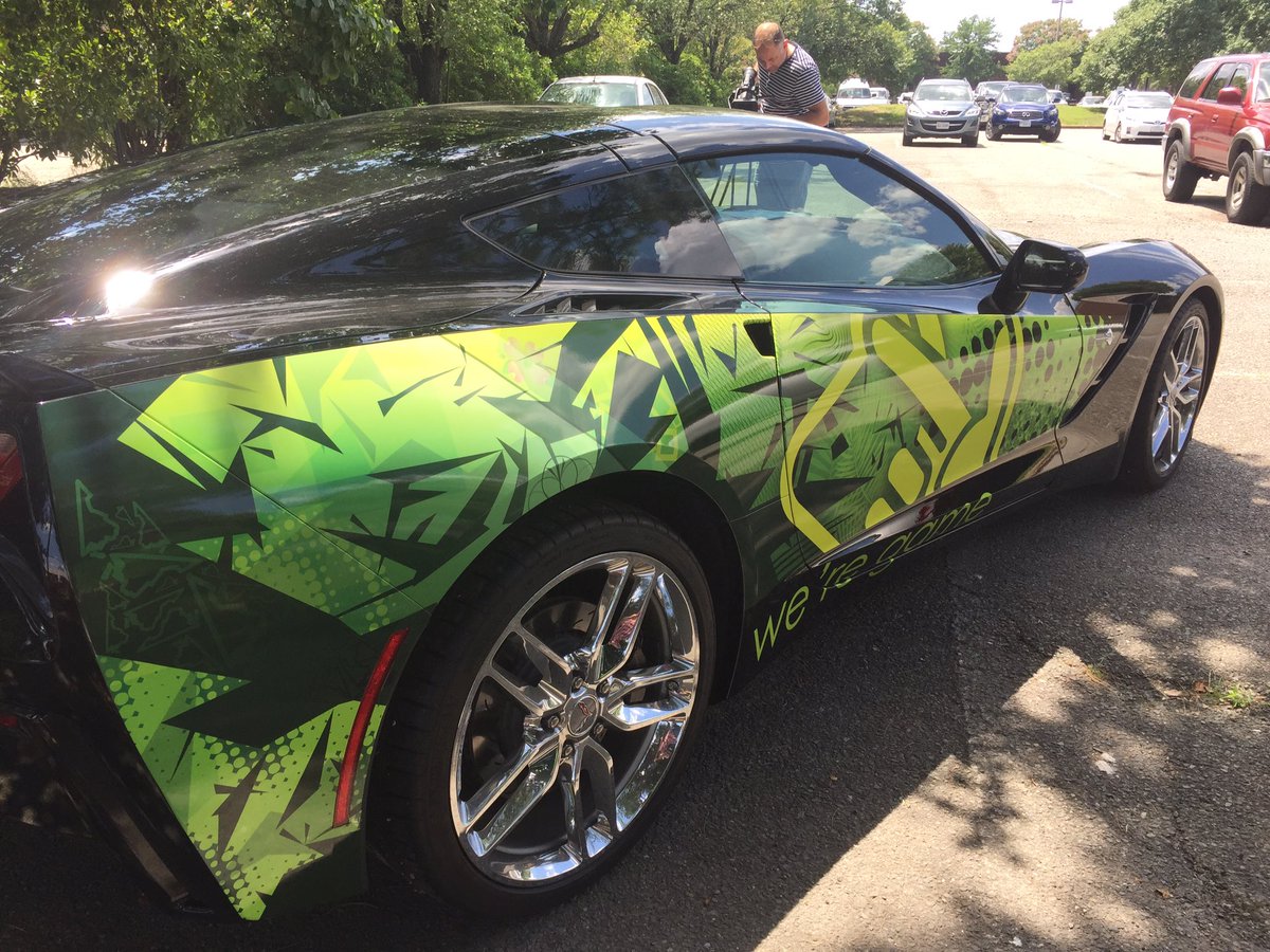StoryWerks's tweet photo. Wrapping a #Vette for the #VirginiaLottery #summer game #Corvette and Cash. Throttle up.  Scratch on. #sportscar https://t.co/I5O3eOMlVC