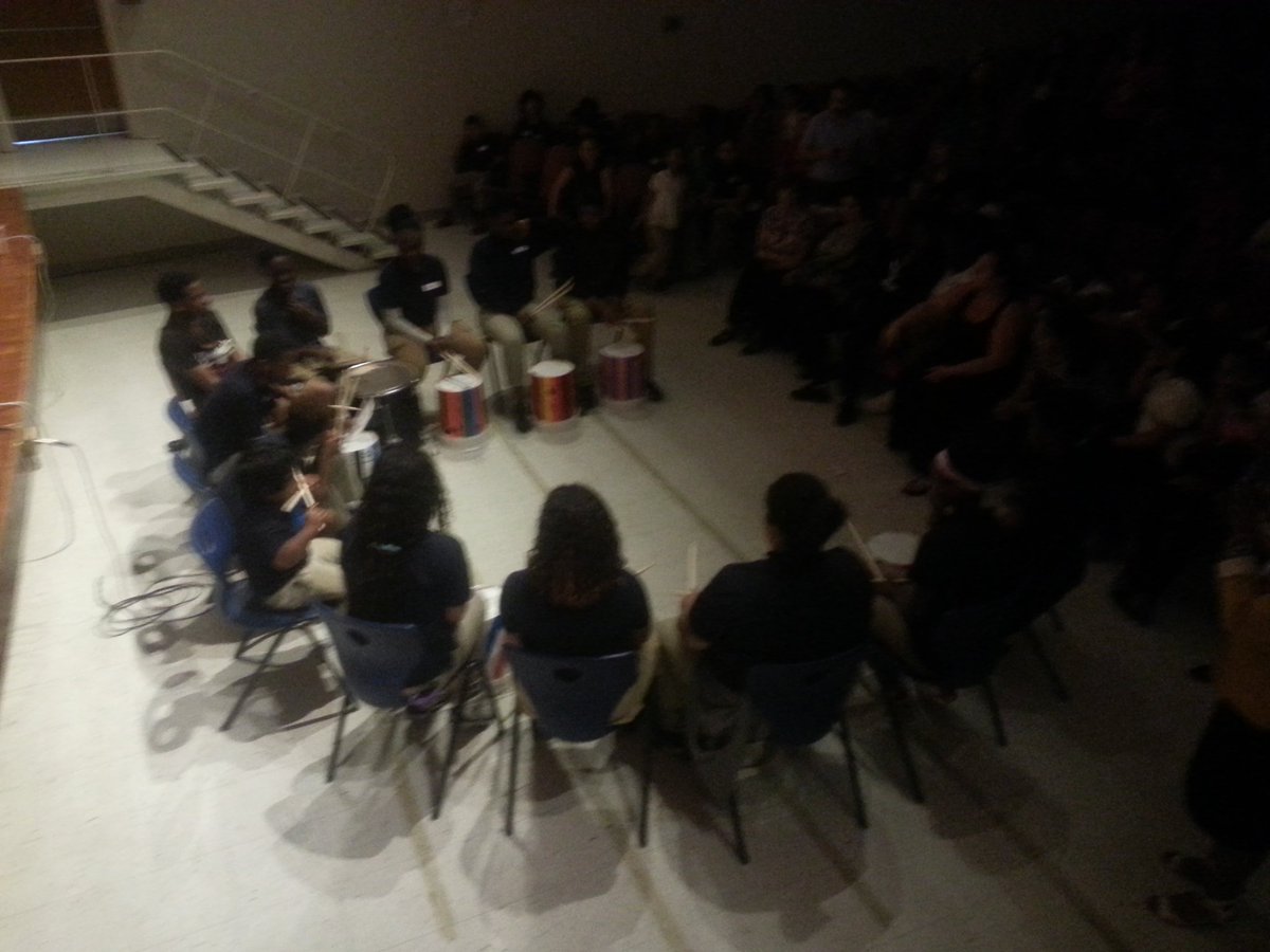 7th graders combining poetry and drumming in an amazing performance at Wish's Spring Exhibition Night