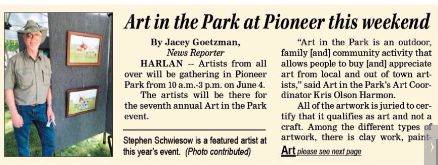 CityofHarlan's tweet photo. How about on Sunday? #artinthepark #logcabindays #community https://t.co/eU5KDlS6k8