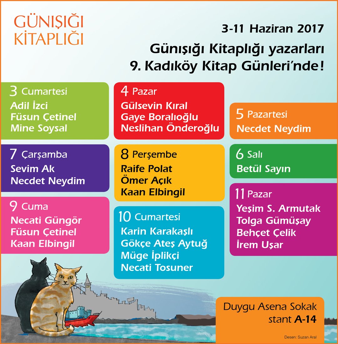 Günışığı Kitaplığı yazarları 9. Kadıköy Kitap Günleri'nde!
Duygu Asena Sokak stant A-14 #GardaKitap <a href="/kadikoybelediye/">Kadıköy Belediyesi</a>