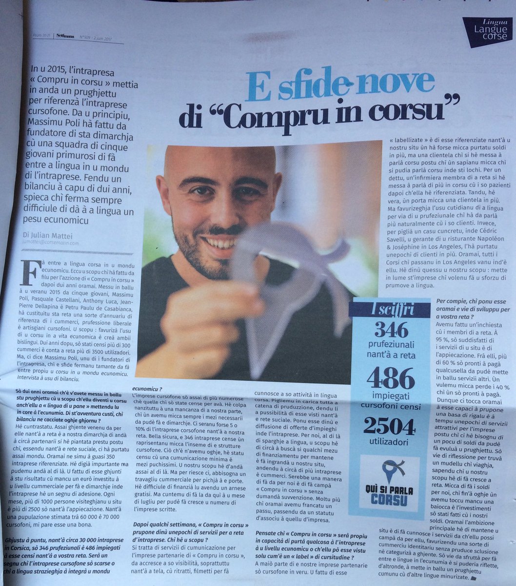 COMPRUinCORSU's tweet photo. "E sfide nove di Compru In Corsu" incù @MassimuPoli ind'è Settimana https://t.co/4PUGAFbabk