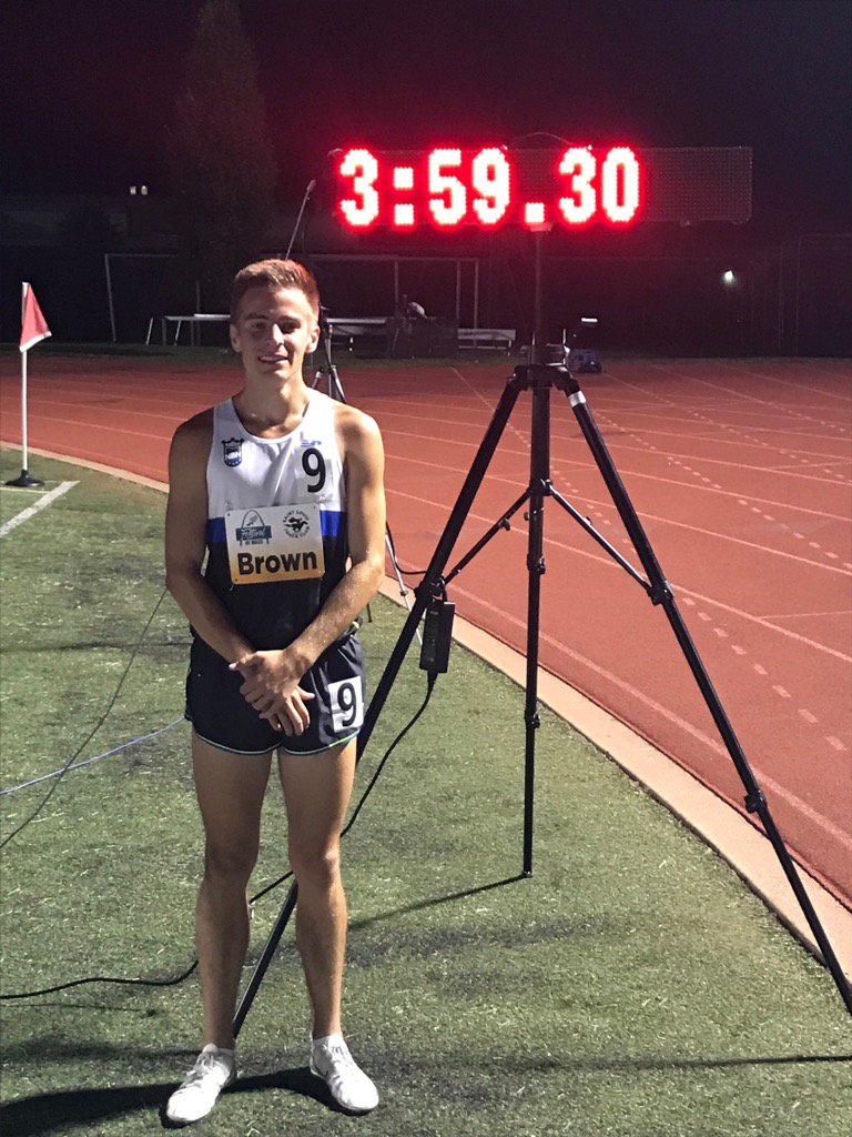 CarrollCXC's tweet photo. Reed Brown just became the 10th U.S. High school runner ever to break the 4 minute mile!! https://t.co/mTI5LBePC0