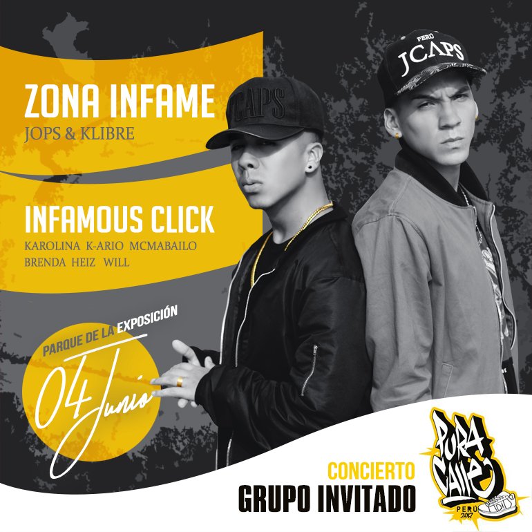 zona_infame's tweet photo. 🔥🎤 P U R A C A L L E 🎤🔥
MIS INFAMES DE RIAL NOS VEMOS ESTE
Domingo 04 en el Parque de la Exposición!
#ZonaInfame #InfamousClick @rockea_pe https://t.co/yfILwdPdXV