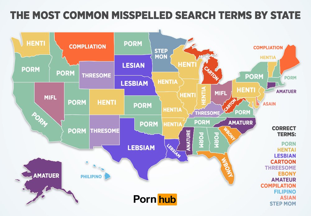 Map Porn - Here's a Map of How Americans Misspell Porn Searches, by State
