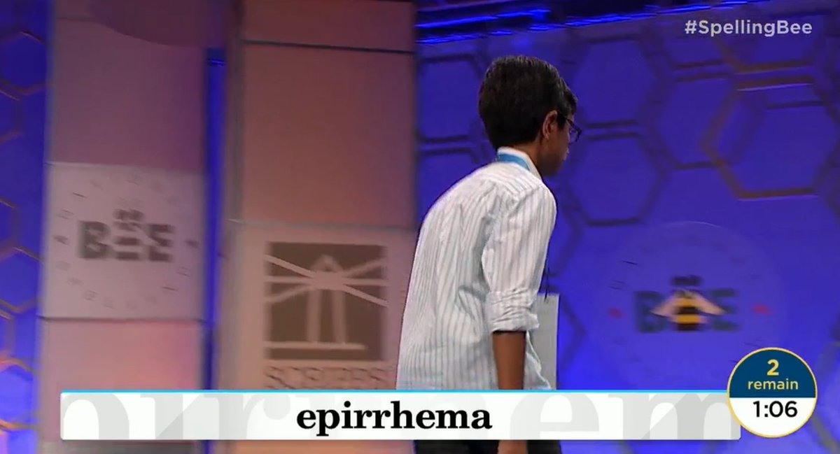 DiyaTV's tweet photo. #TwoRemain #speller235 Rohan Rajeev (OK) spels the word epirrhema faster than we can #Tweet #SpellingBee #IndianSuperBowl https://t.co/GNOPrMm6ba