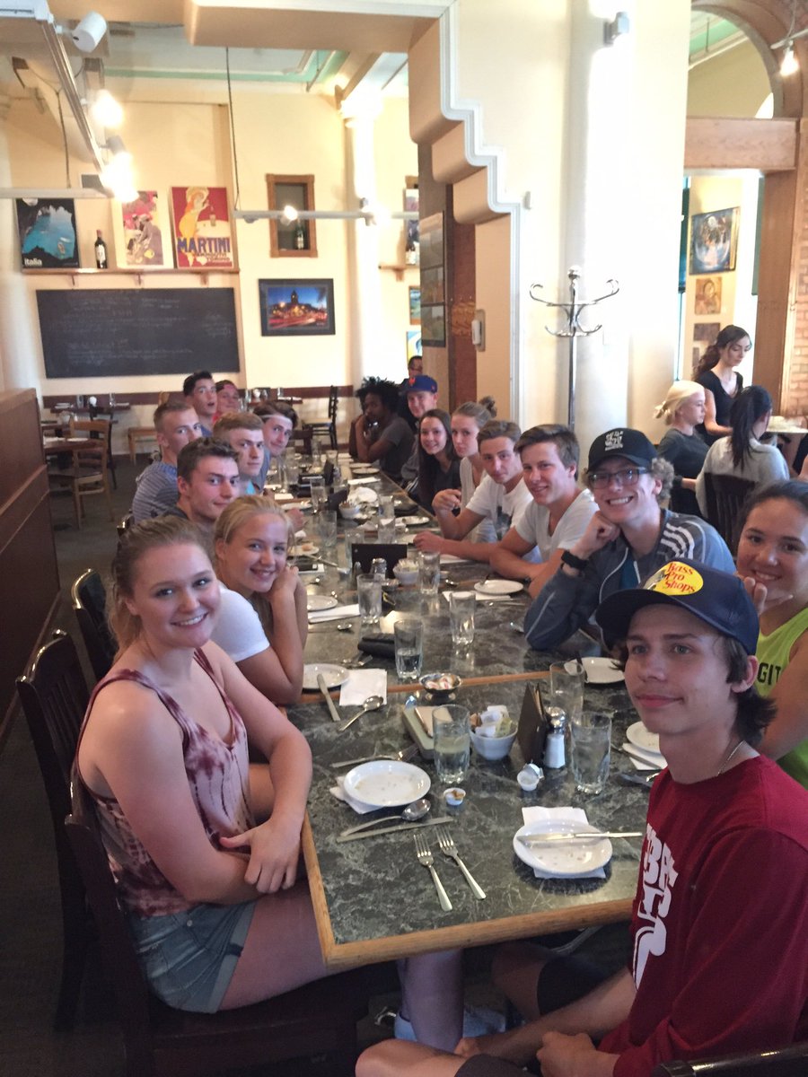 The defending 3A Provincial Champs for Track &amp; Field arrived in Edmonton and are out for a team meal.  #WeAreCobras