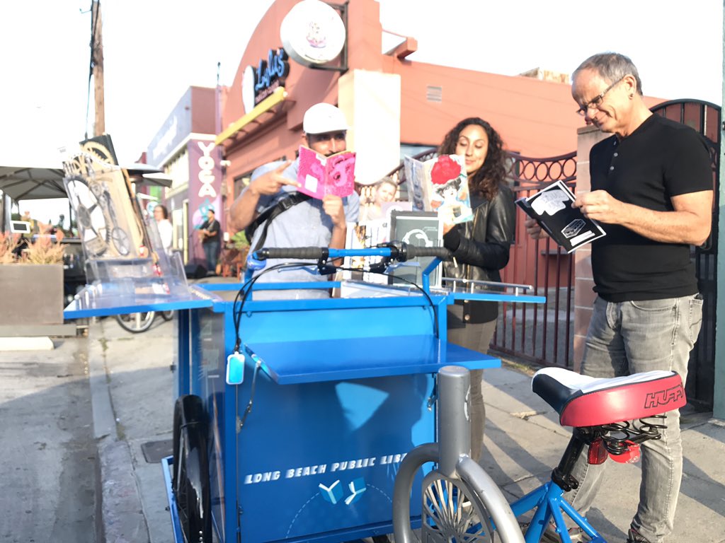 DJZibaZ's tweet image. We have a mobile zine library too! Yay #lbplbookbike #lbplzinelibrary @LBCityLibrary