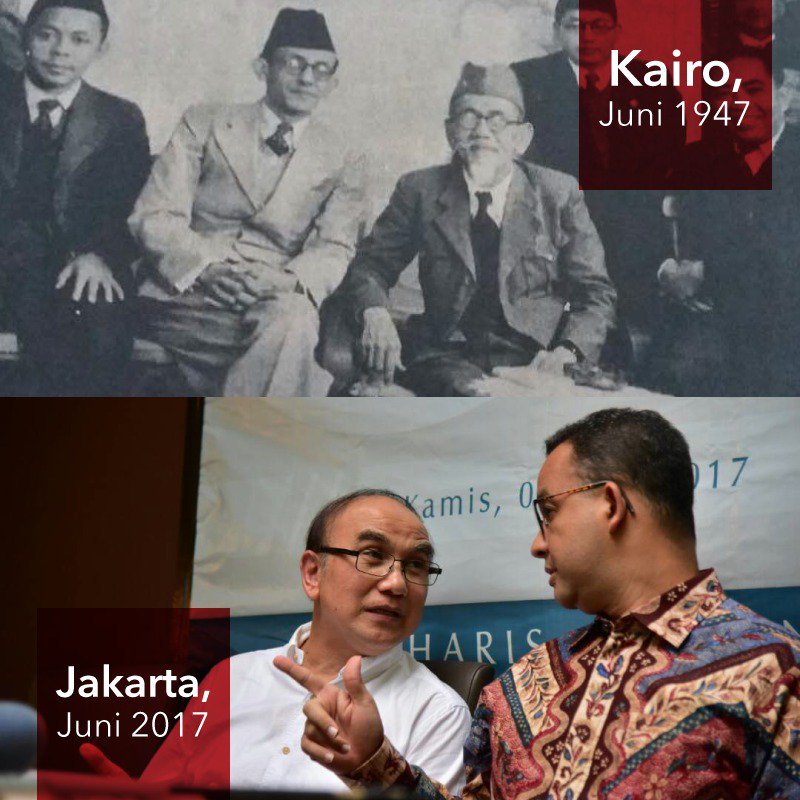 aniesbaswedan's tweet photo. Bersama Mas Ibong, cucu Haji Agus Salim. 70 tahun lalu kakek kami bersama dalam misi diplomatik ke Mesir utk pengakuan kedaulatan NKRI. https://t.co/tTmm8PZm27