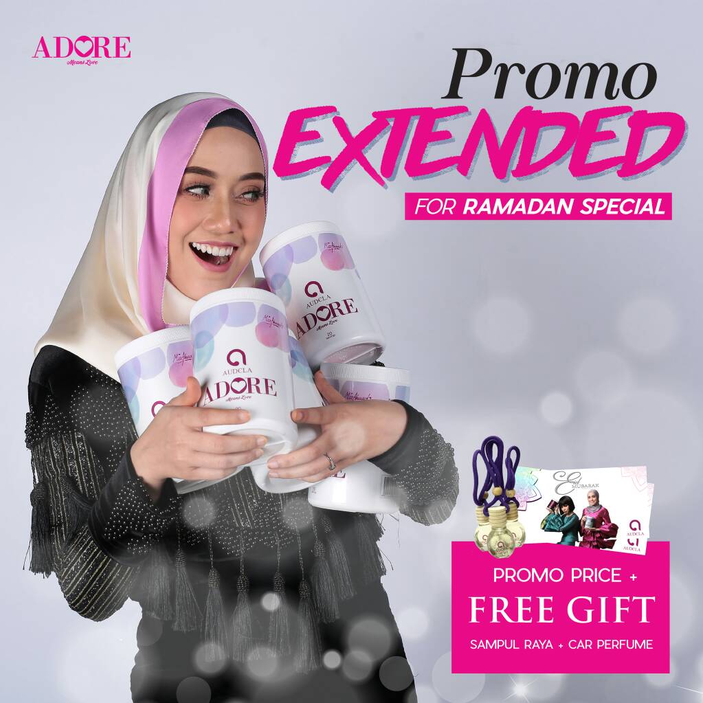 Selamat Berpuasa sister cantik! Sempena bulan ramadan ini, Produk Adore ada Harga Promosi + FREE gift + FREE postage! Ws 011-11146465 now. 😍