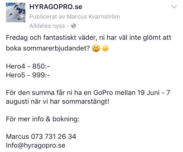 HyraGoPro's tweet image. Glöm inte boka! 😃👍🏻🌞