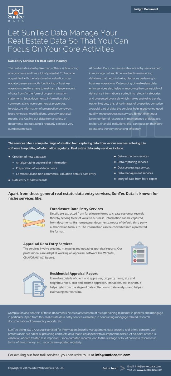 SunTec_Data's tweet image. Let #SunTec Data Manage Your Real Estate Data So That You Can Focus On Your Core Activities #RealEstateDataEntryServices