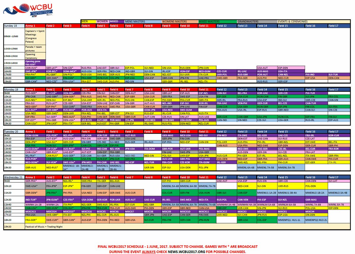 wcbu2017's tweet image. The #WCBU2017 game and broadcast schedule is out: wcbu2017.org/latest-news/wc… @WorldFlyingDisc @Fanseat_FR, @Beach_Ultimate @FFlyingDiscF