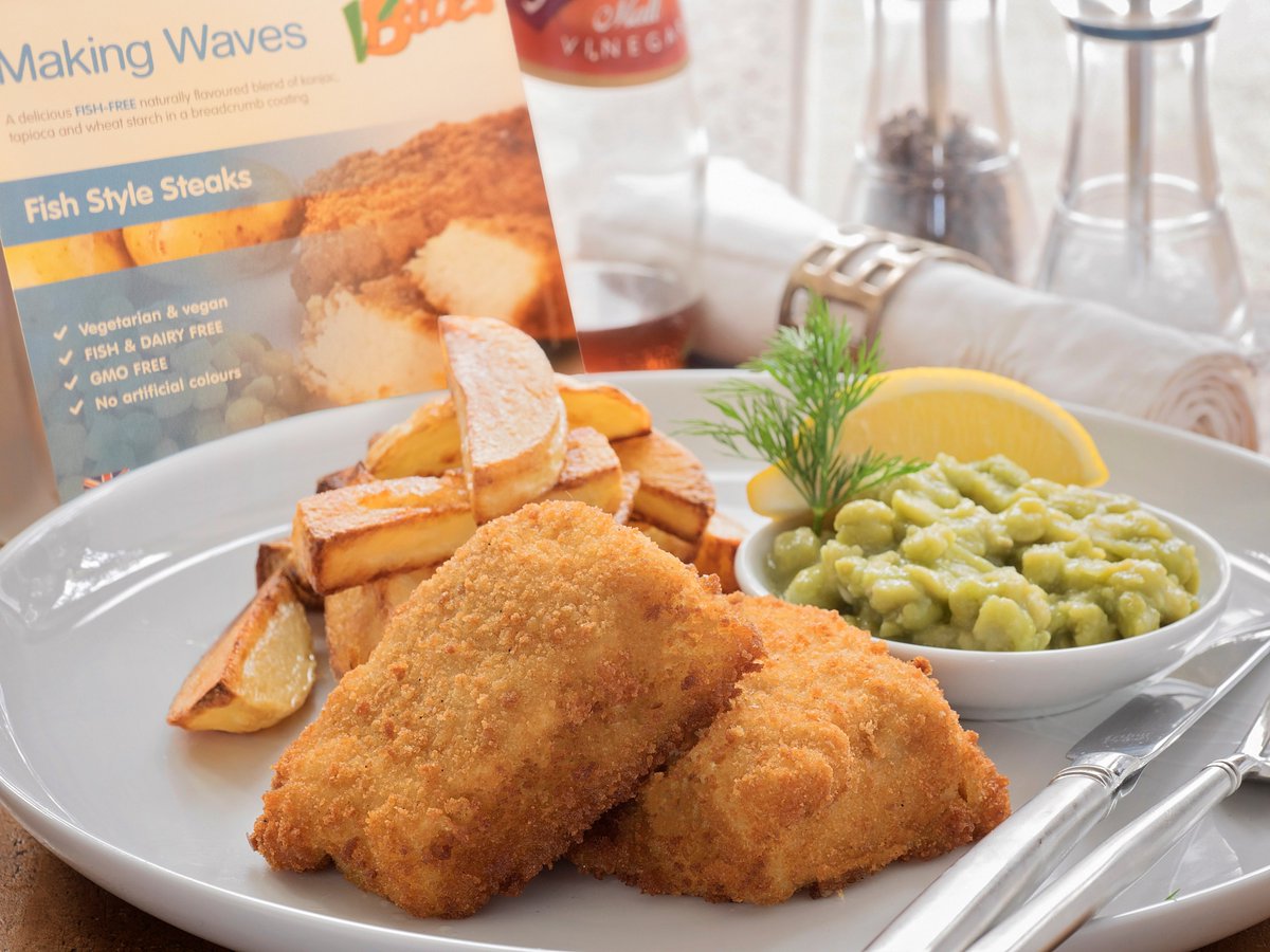 VBitesFoods's tweet photo. Go #fishfree on #nationalfishandchipday with our delicious #fishstyle steaks! Available from good health food shops. https://t.co/ndFndNfOhN https://t.co/CdPK5x55iG