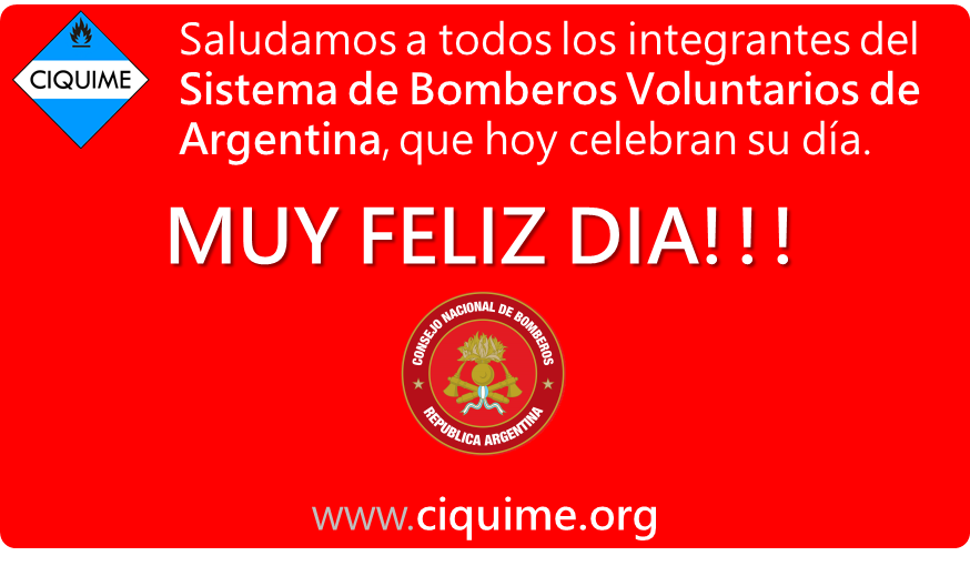 CIQUIME's tweet photo. Muy Feliz Día para todos los Bomberos Voluntarios de Argentina!!! @bomberosRA #BomberoVoluntario https://t.co/KeVKw9UZRg