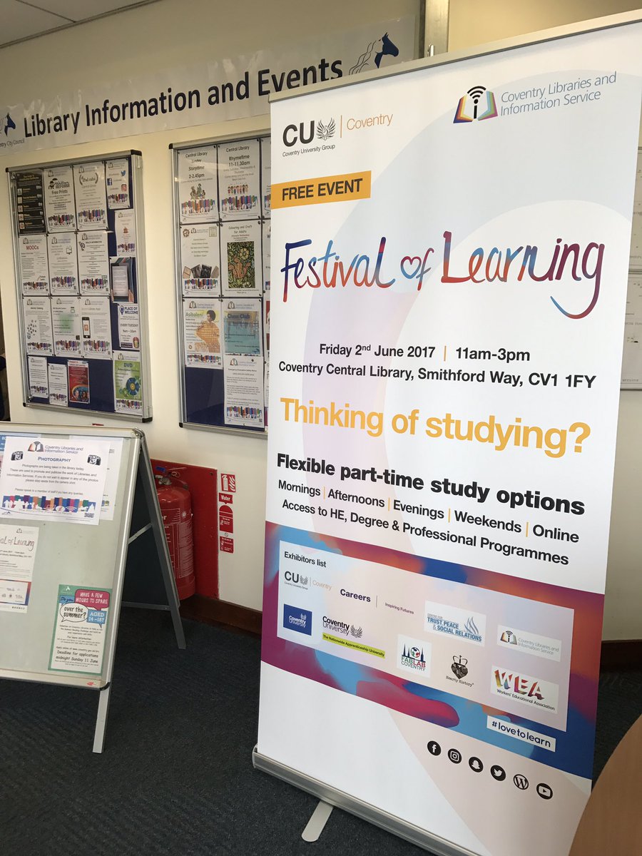 weacoventry's tweet photo. Many opportunities waiting for you @covlibraries #lovetolearn @CovCityCentre @WEAWM https://t.co/KFFHvPV2Cy