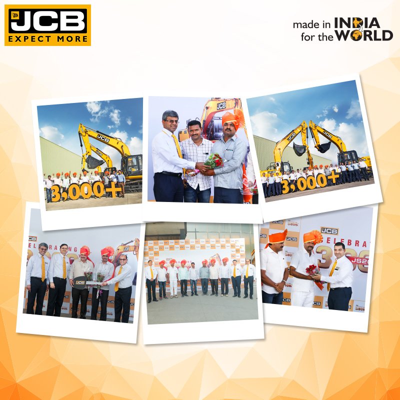 JCBIndiaLtd's tweet photo. A glimpse of the celebration that took place for 3000+ #JS205 #Excavators being sold, at the #JCB Pune plant! #ExpectMore Retweet! https://t.co/6M6DKwRjDV