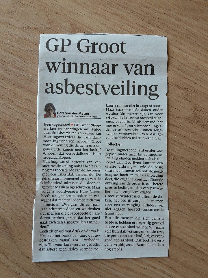 JGroentjes's tweet photo. @gpgroot sloopwerken en saneringen winnaar van asbestveiling #heerhugowaard #iChoosr gefeliciteerd collega's! https://t.co/5LuwHswPjB