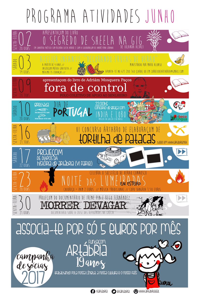 FArtabria's tweet image. Continuamos com as atividades este mês de junho. Eis o programa! Ajudas a difundir? Os RT som gratis, espalhar cultura nom tem preço!