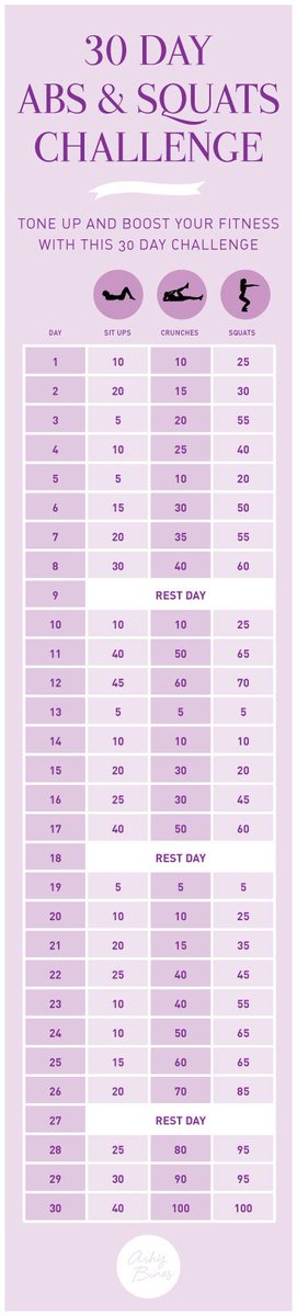 30 day abs and squats challenge. awesome Bikini body workout. Want more?...... llir.biz/kz?aB0