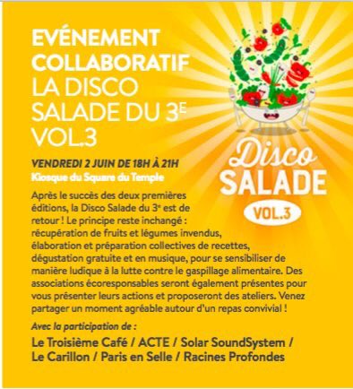 SolarSoundSystm's tweet photo. Today DiscoSalade en SolarMusic au #squaredutemple 🚴🏼🍒🍉 avec @lecarillon_asso @ParisEnSelle @RacinesProfond #acte @ActParisDurable #3emecafé https://t.co/bKcTkopwUn