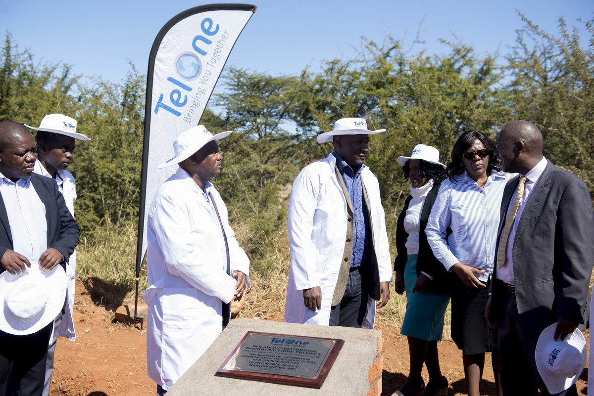 Minister of ICT Honourable S. Mandiwanzira touring the Bulawayo-Beitbridge Backbone fibre installation site. #TelOne #BringingYouTogether