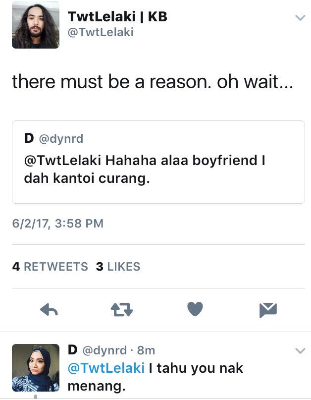 HadiFayyadh's tweet photo. Perempuan bila kalah argument:

" i tAhU yOU nAk mEnAnG" https://t.co/m3Sn0uwnvC