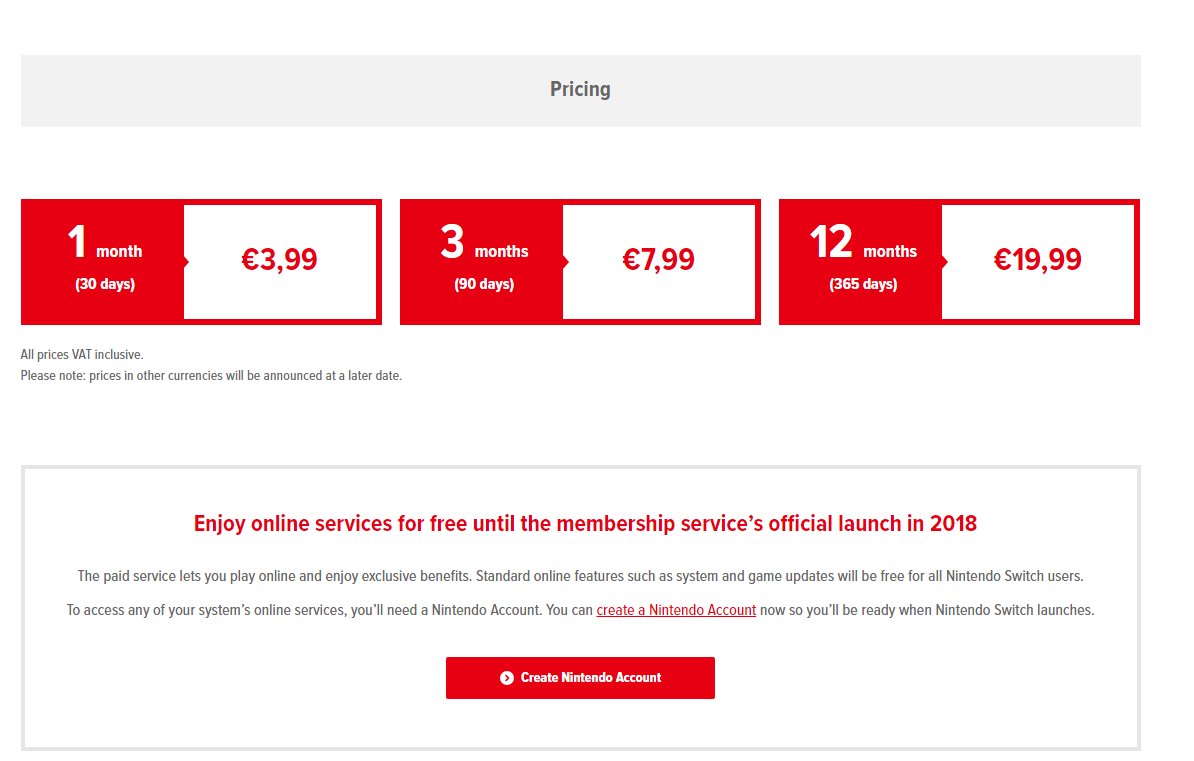 nintendo online service price
