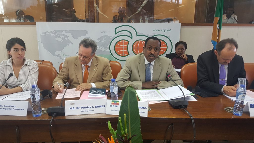PressACP's tweet photo. #Ethiopia Amb. @teshometoga opens #ACPDay2017 - 42nd anniversary of the signing of the #GeorgetownAgreement founding the #ACP Group https://t.co/hQ6ZJQ5TSi