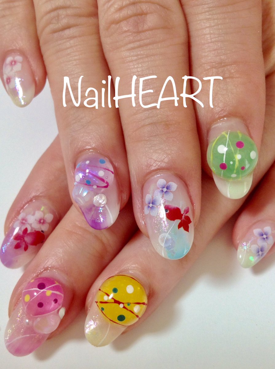 Nail Heart Sur Twitter 浴衣にピッタリヨーヨーネイル とうか