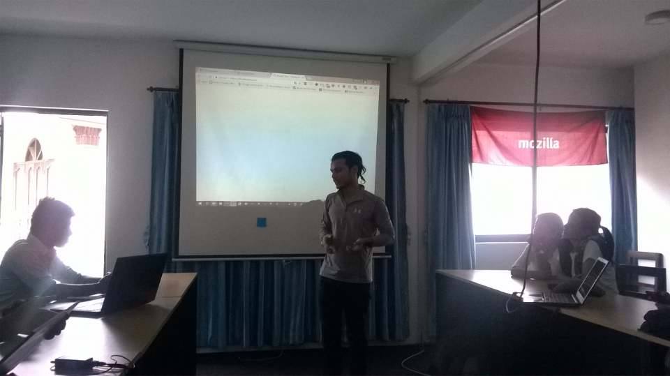 fossnp's tweet photo. @LohaniDamodar presenting about Lohani Tech's projects in #Mozilla Global Sprint 2017 - Kathmandu. #mozsprint https://t.co/hHINOmTrzK