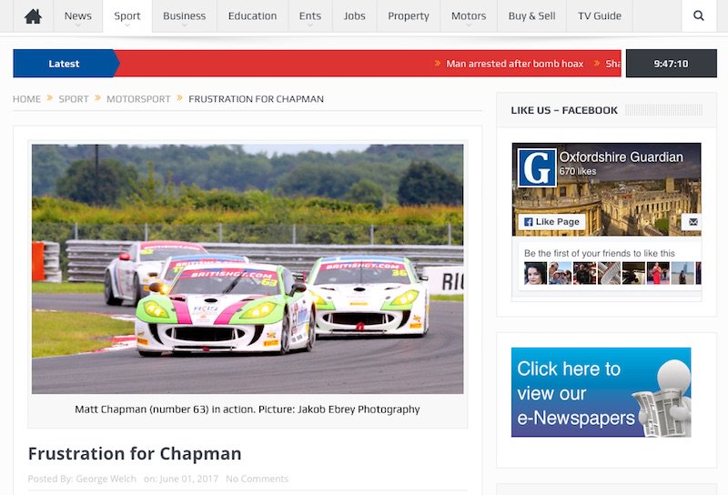 MattCRacing's tweet photo. Thanks @OxfordGuardian for the coverage for @autoaidbreakd @RCIBRacing in @BritishGT @SnettertonMSV https://t.co/31z1diqzqi https://t.co/XWTmF1WUfa