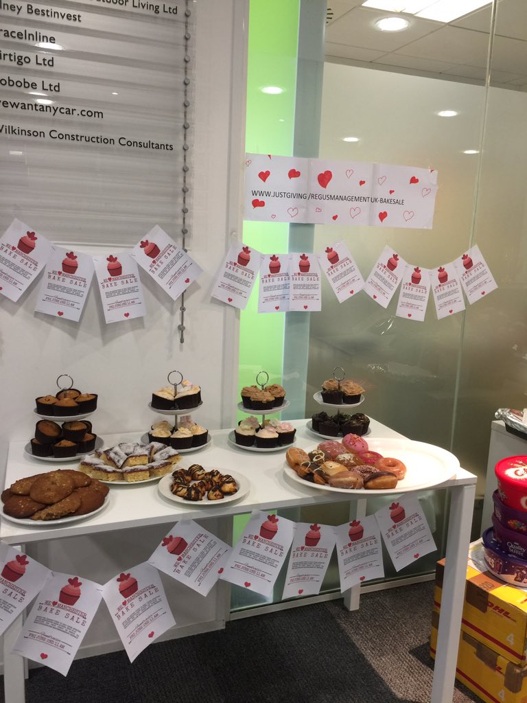 PennyMordaunt's tweet photo. Thank you Regus Management, bake sale to raise funds for #Manchester ❤️ https://t.co/PM20i8ufnh