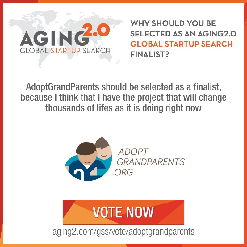 Apoya con tu voto a <a href="/adoptaunabuelo/">Adopta Un Abuelo</a> para avanzar en <a href="/aging20/">Aging2.0</a> #A2GSS, goo.gl/AWiY9v, ¡Gracias por tu apoyo!