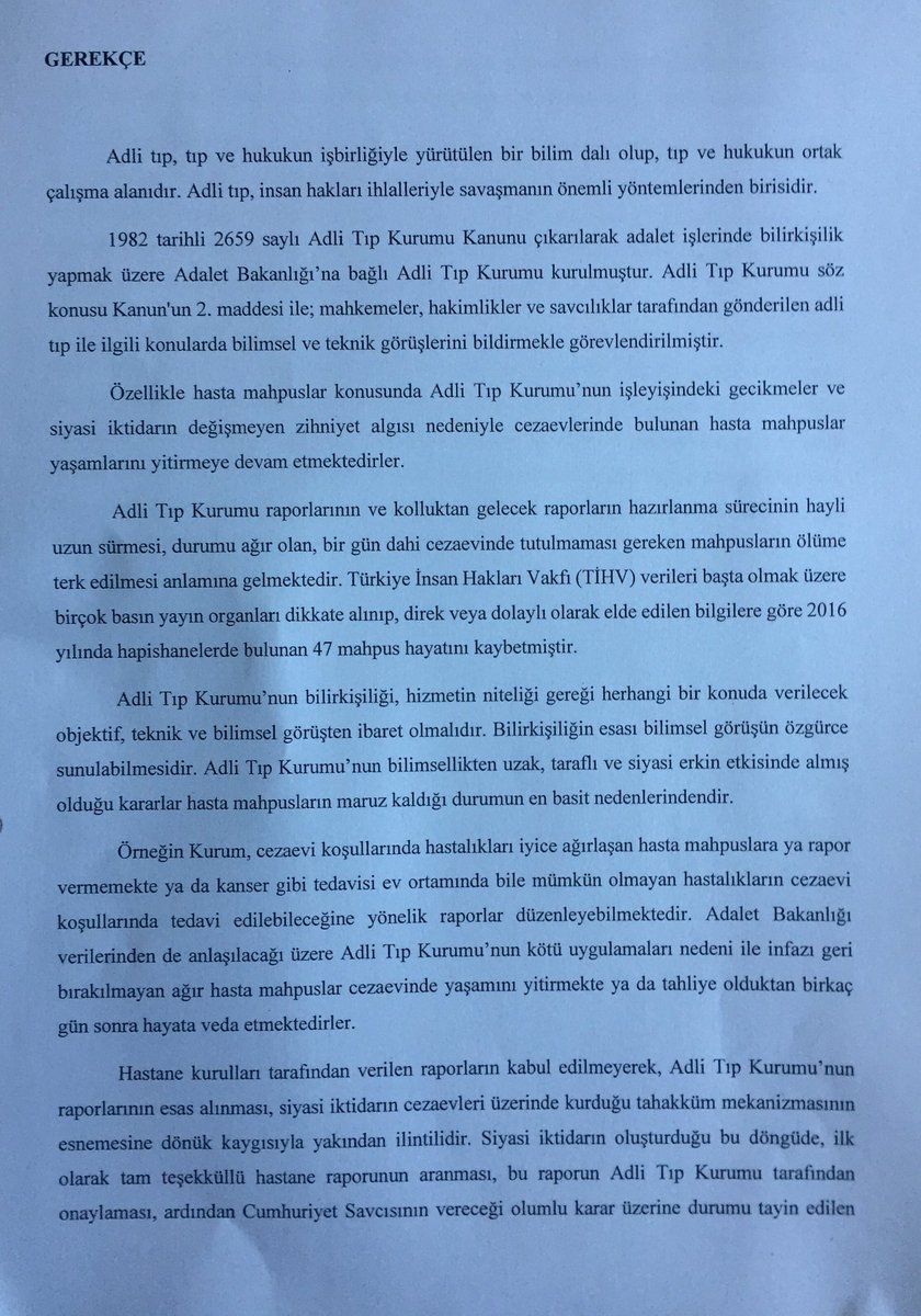 berdan_ozturk's tweet photo. Hasta mahpusların sağlık hakkının engellenmesi konusunda kötü bir sicile sahip olan Adli Tıp Kurumu için araştırma komisyonu istedik https://t.co/YrkepsnWjN