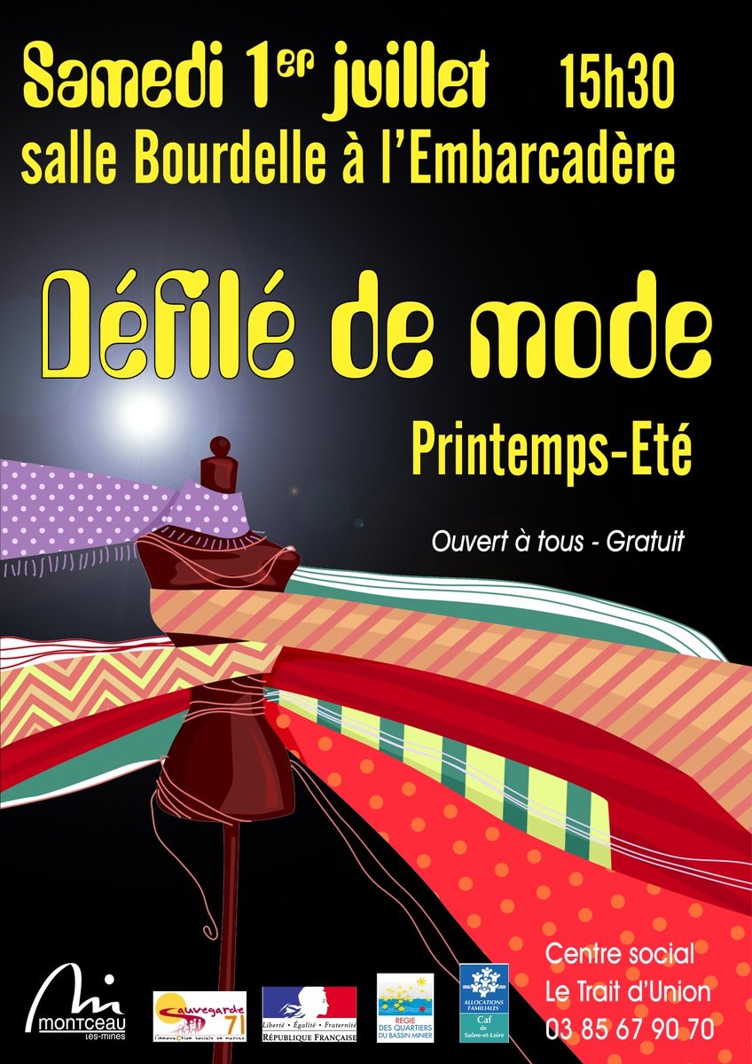 Centre social Le Trait d'Union. Le programme complet du défilé de mode du samedi 1er juillet montceaulesmines.fr/les-actus