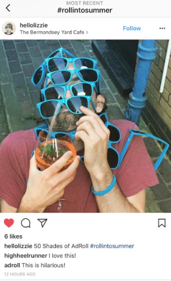 AdRoll's tweet image. The winner of the #rollintosummer pizza for the whole office competition is.... @Passion_Digital for their 50 Shades of AdRoll snap. 👏🍕