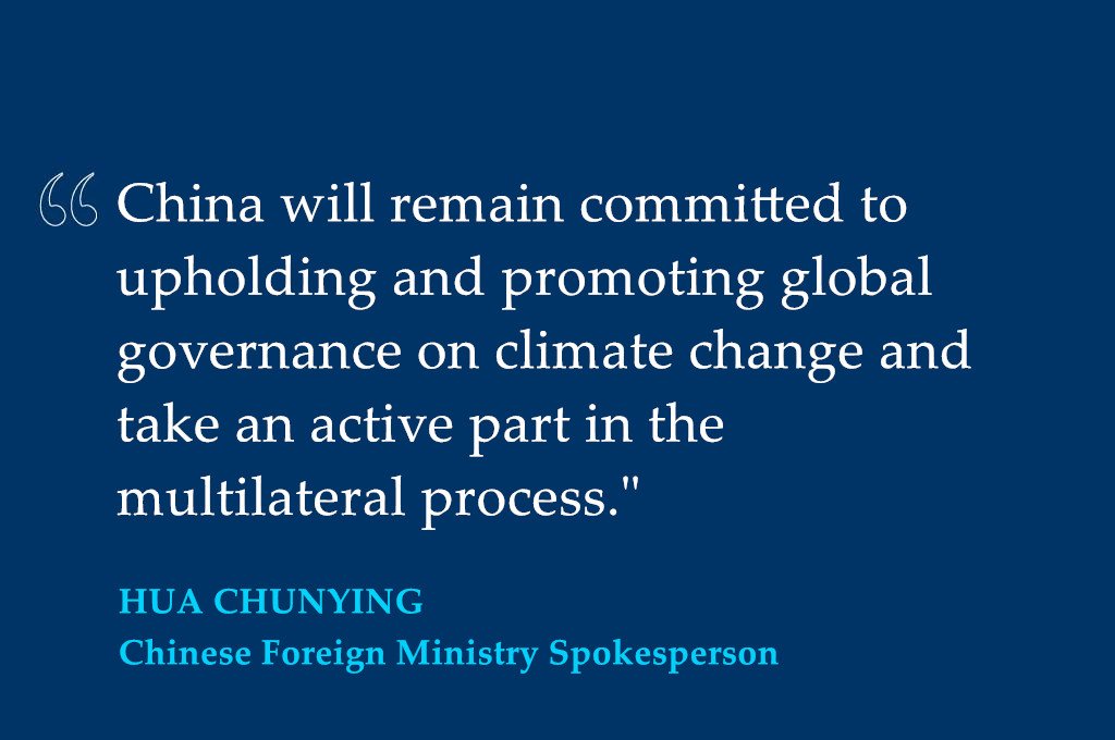 XHNews's tweet photo. Here is China's response to @realDonaldTrump's announcement about U.S. decision to exit Paris climate agreement https://t.co/BK8jzyfAXp https://t.co/aZsZLlisCe