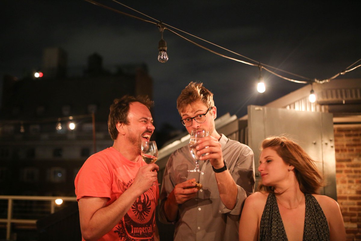 ruperthunt's tweet photo. House cooling party before moving out of our West Village apartment last week. Had great 6 months with Jacob &amp; Cyrus, will miss them (&amp; NY!) https://t.co/RZe2XfLabQ