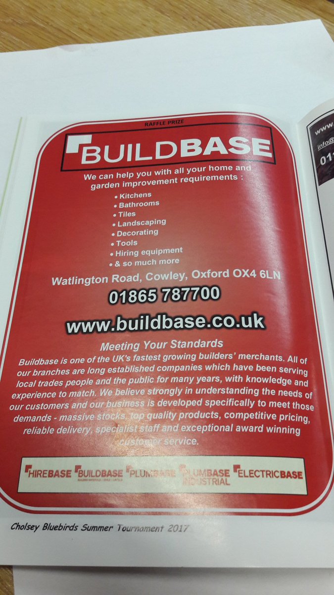 OxfordBuildbase's tweet photo. Supporting local Football #grassroots #cholseybluebirds #makingbuildbasebrilliant https://t.co/CjpIxCzj4r