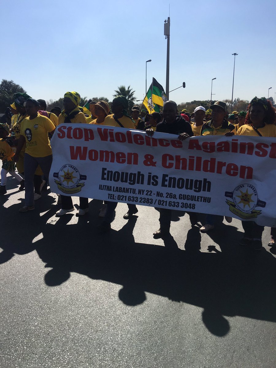 ANCJHB's tweet photo. The ANC and members of community marching against women and child abuse. #RealMenDontHurt https://t.co/dO4RUKZ3NX