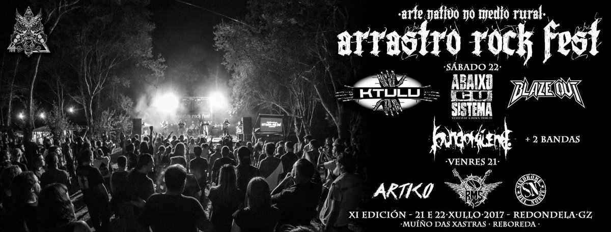 arrastrorock's tweet photo. XI ARRASTRO ROCK FEST
21 e 22·XULLO·2017 - REDONDELA https://t.co/OONdcbnxHc