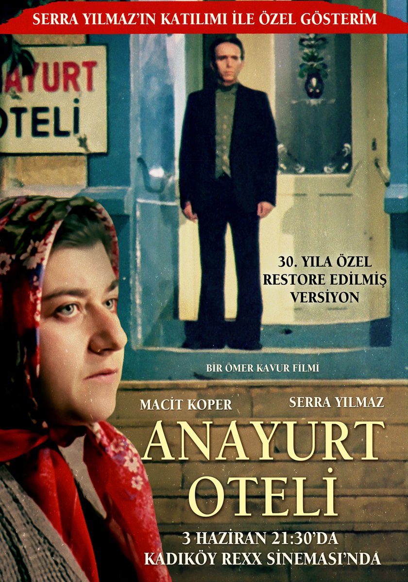 nasuhbektas's tweet photo. "Anayurt Oteli" restore edilmiş haliyle yeniden sinemalarda
Yön: Ömer Kavur
Müz: @attilao 
oyuncular: @koper_macit @serrafine Şahika Tekand https://t.co/B7FIJ38mAH