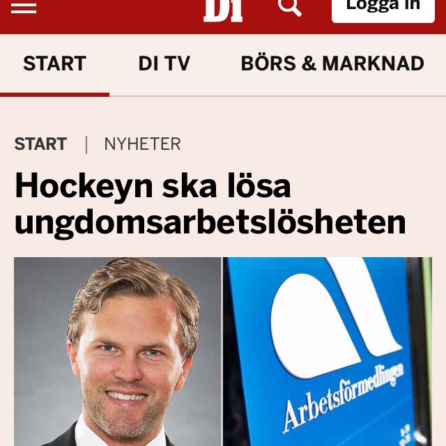 Brynas's tweet photo. En bra artikel i dagens industri #enbrastart "Hockeyn ska lösa ungdomsarbetslösheten" https://t.co/v3MxLFgsaI https://t.co/WQ390wlBJT